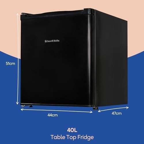 Russell Hobbs 40L Mini Fridge Freezerless Black Table Top Reversible Compact
