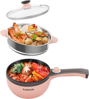 Electric Hot Pot & Skillet 1.5L Multi-Cooker with Steamer, Adjustable Power