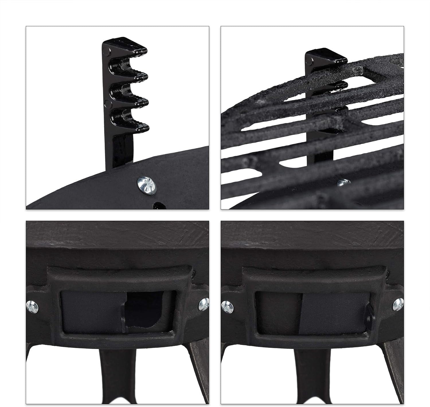 Cast Iron Charcoal BBQ Grill Adjustable Height Outdoor Garden Fire Pit Cooker