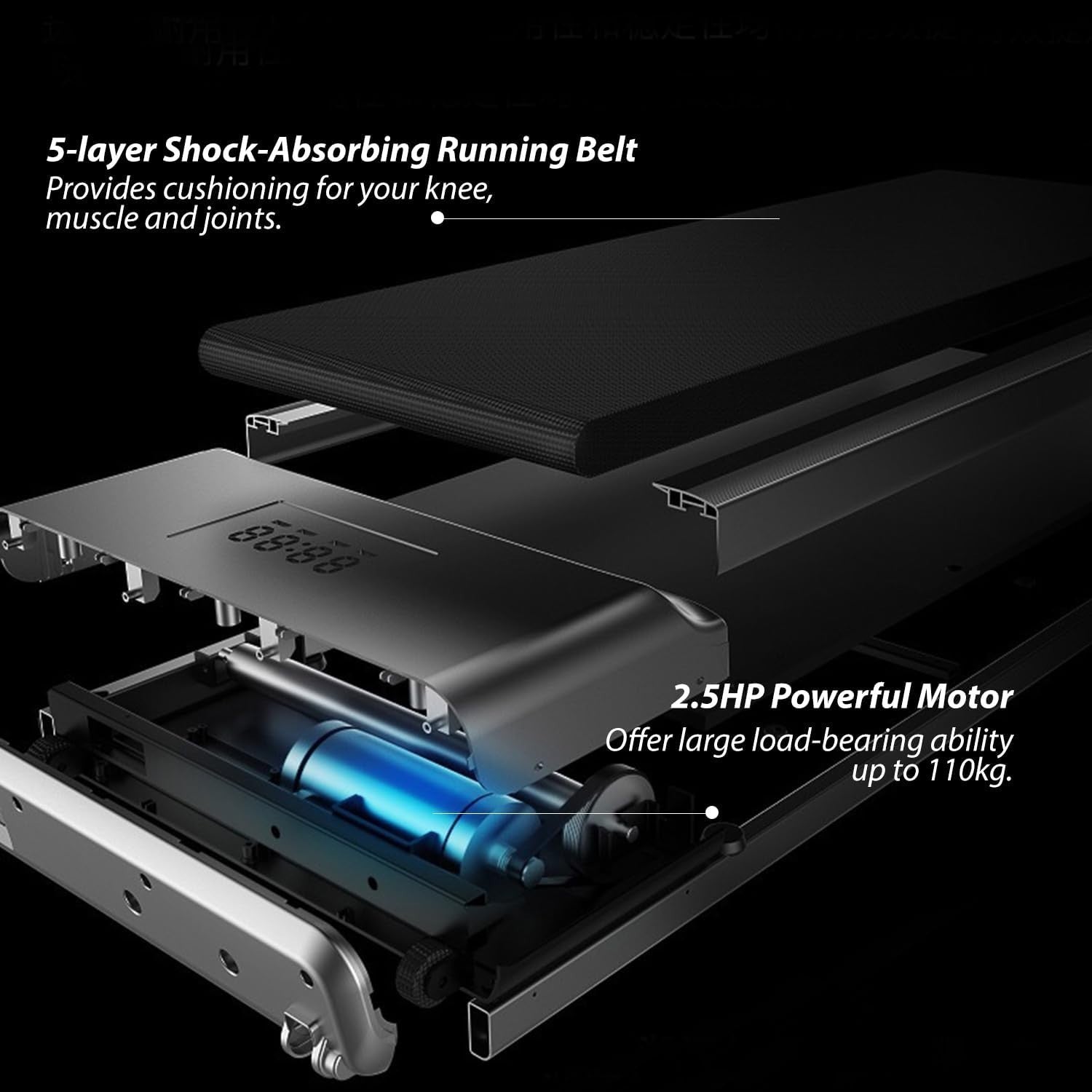 Under Desk Treadmill Walking Running Machine 1-12km/h Bluetooth Remote