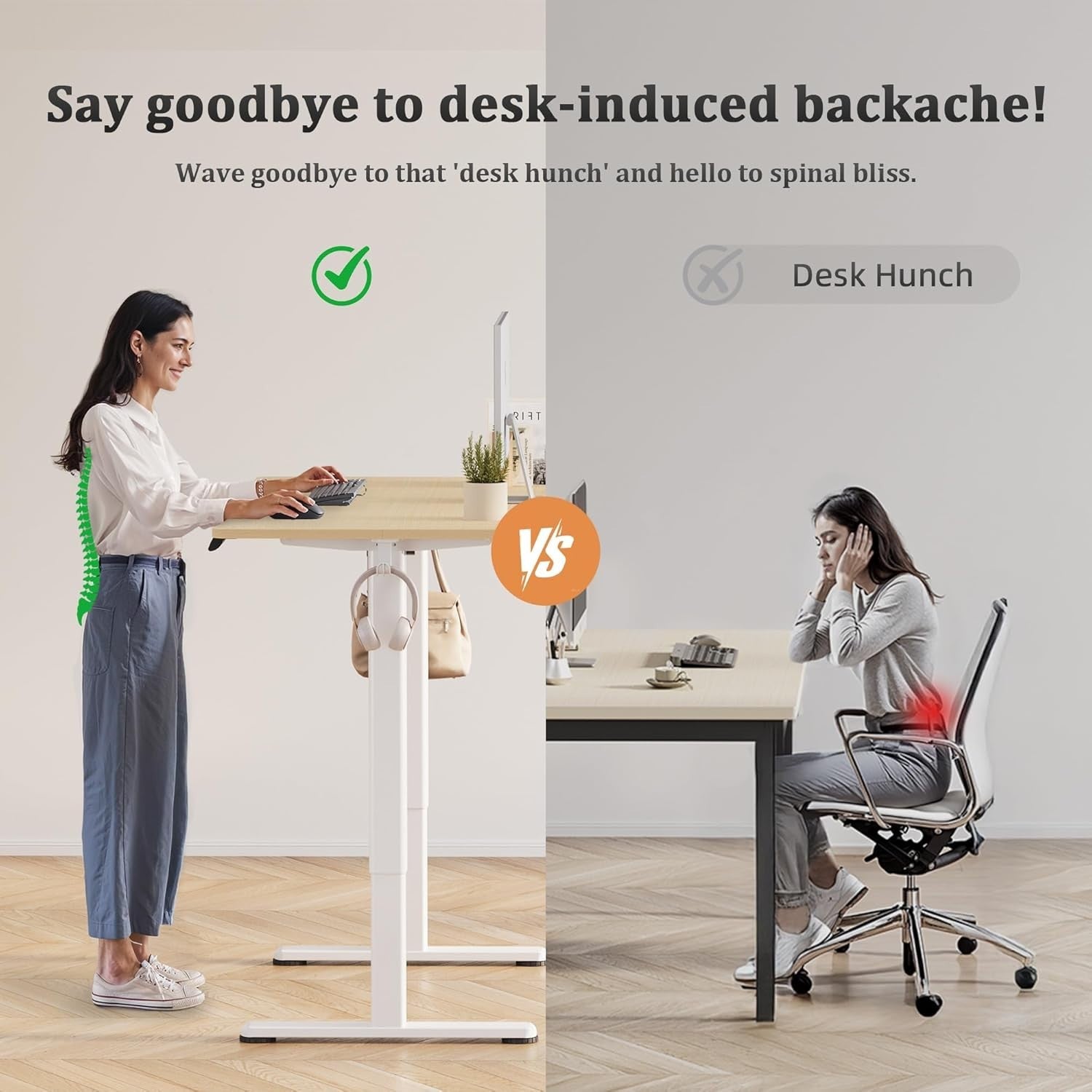 Beige Electric Standing Desk 120x60cm Adjustable Sit Stand Home Office Table