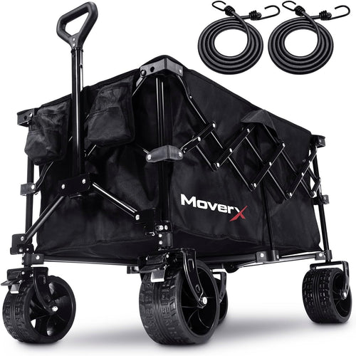 120L Folding Wagon Trolley All-Terrain Wheels Adjustable Handle Camping Cart