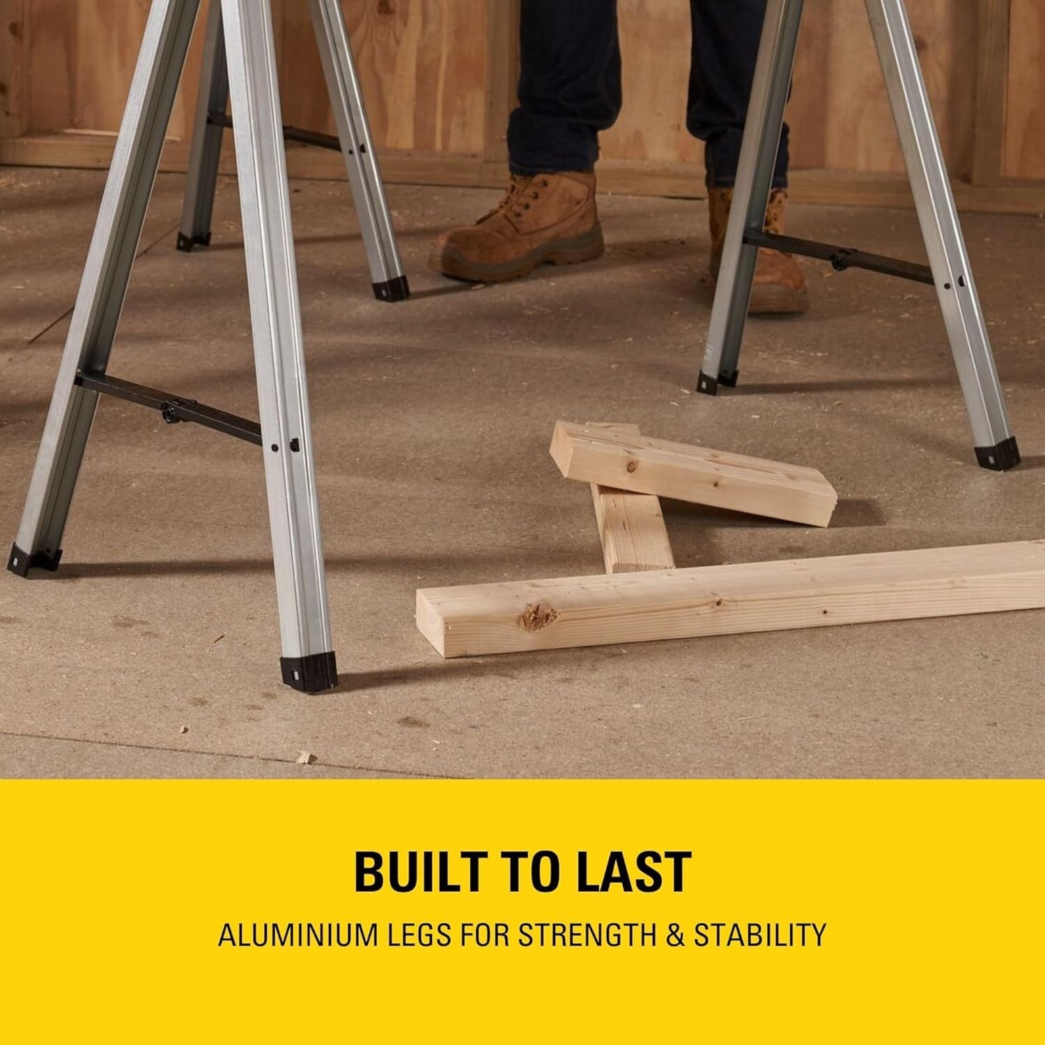 Folding Metal Sawhorse Pair Portable Workbench 340kg Load Durable