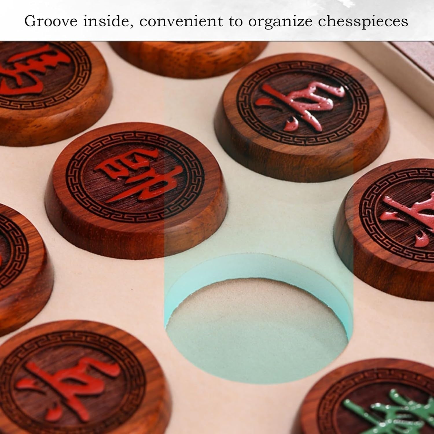 Sandalwood Xiangqi Travel Chess Set Foldable Board 2 Player Game