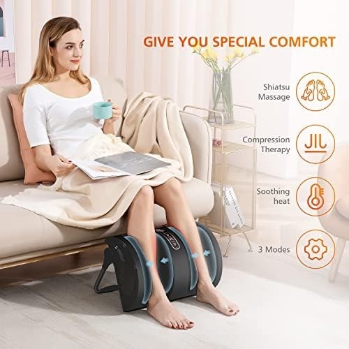 Shiatsu Foot & Calf Massager with Heat, Deep Kneading Leg Massager