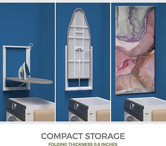 Wall Mounted Folding Ironing Board Compact Space Saving Fold Down Design