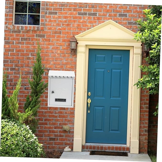 Lockable Wall Mounted Mailbox White Iron Post Box Durable Weatherproof Secure