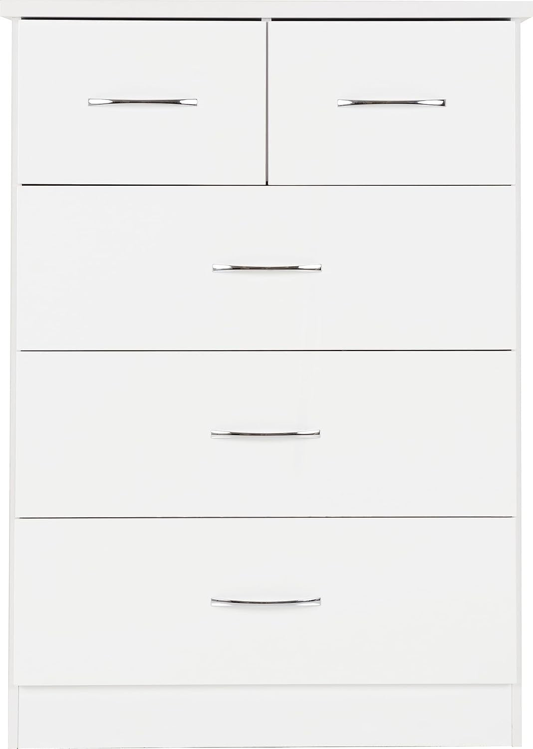 White Gloss 3+2 Chest of Drawers with Metal Handles for Bedroom Storage