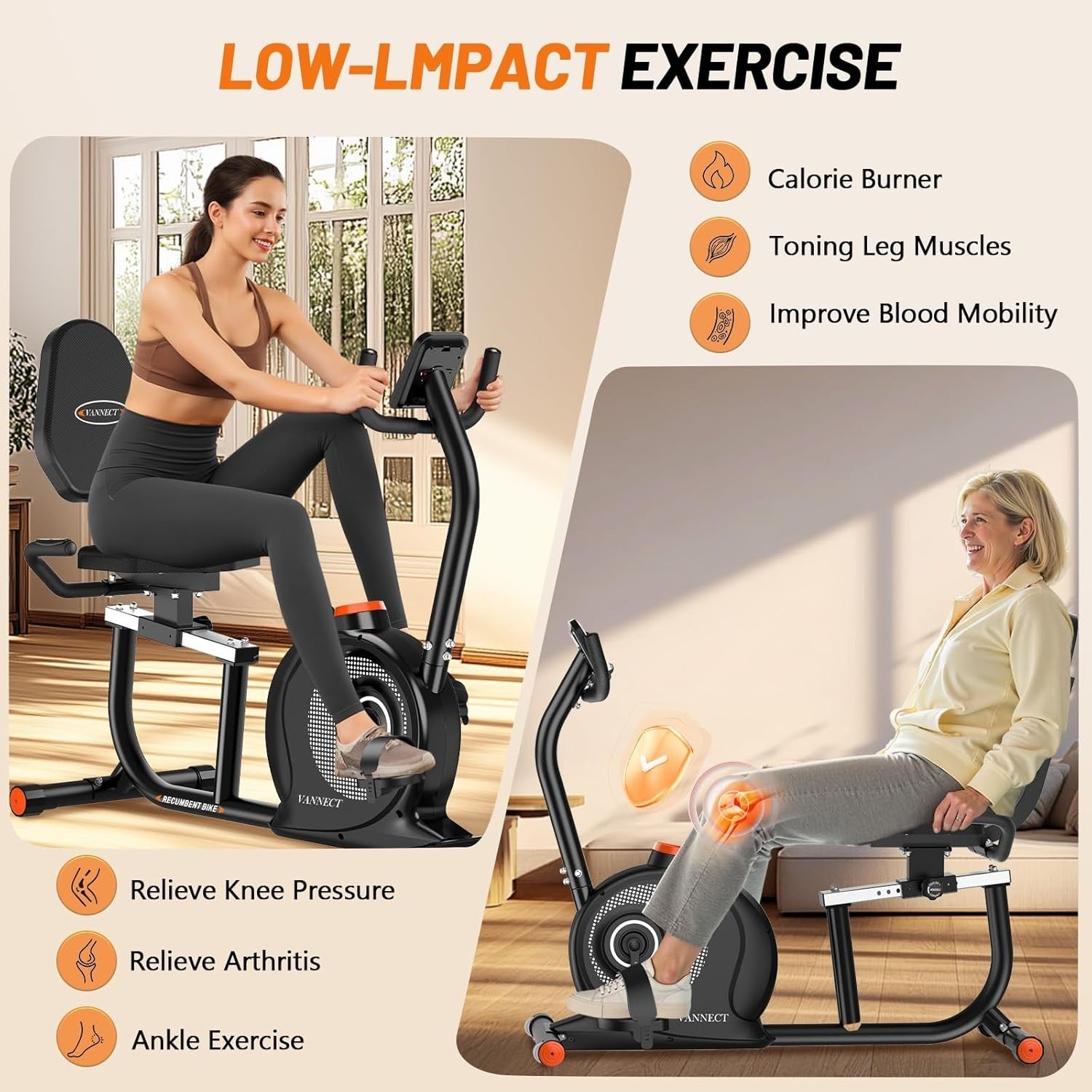 Recumbent Exercise Bike Magnetic 16 Level Bluetooth LCD Heavy Duty Home Fitness