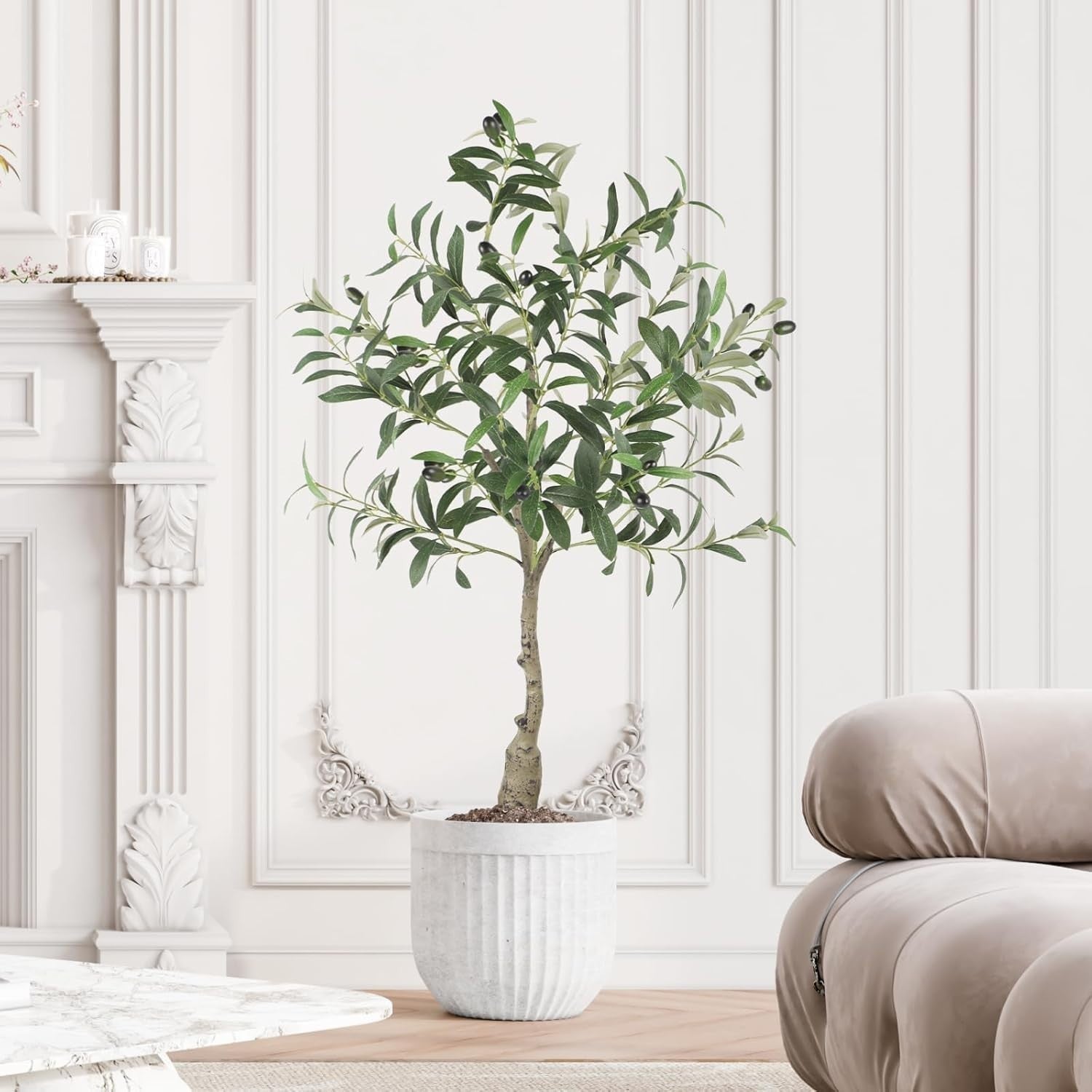 3ft Artificial Olive Tree Faux Plant Indoor Decor Realistic Leaves Natural Trunk
