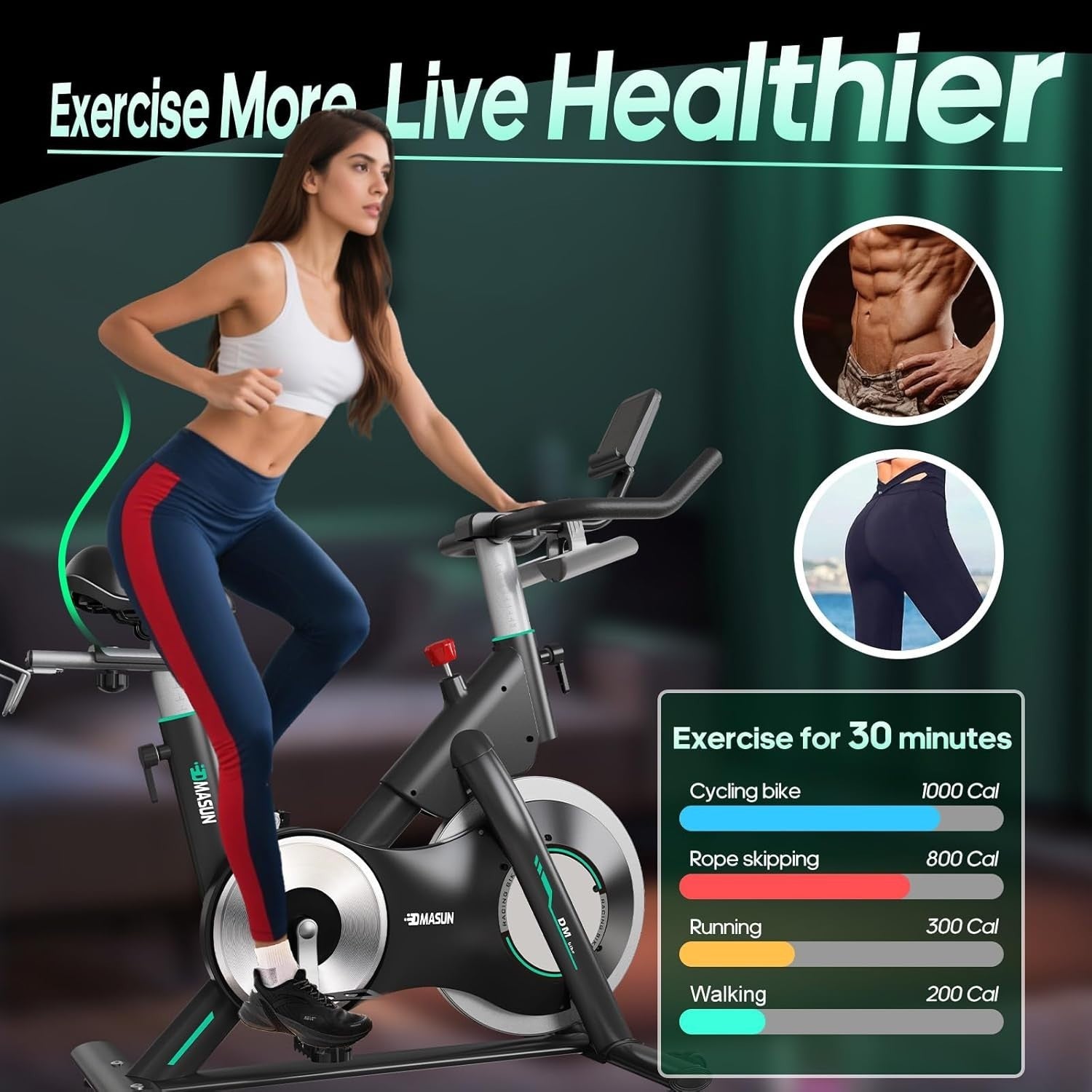 Quiet Magnetic Spin Bike w/ 15kg Flywheel, LCD Monitor, Rack & 400lb Capacity