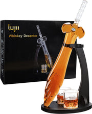 850ml Sword Whiskey Decanter Set with 2 Glasses Wooden Stand Unique Bar Gift