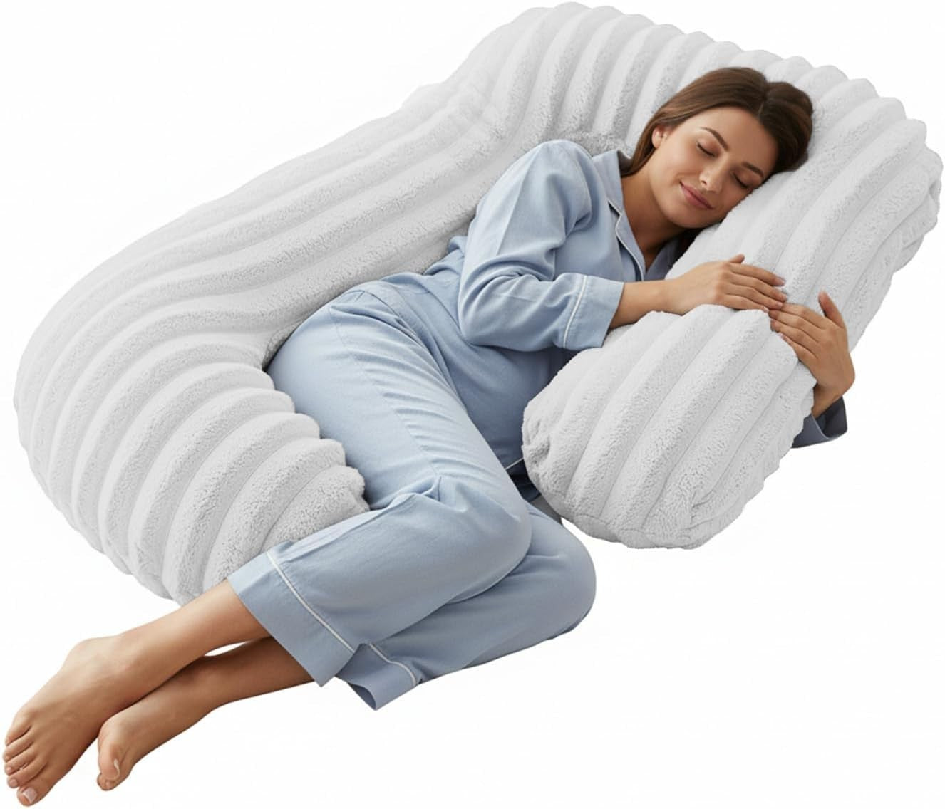 Pregnancy Body Pillow U Shape 32in Faux Fur Support for Side Sleepers