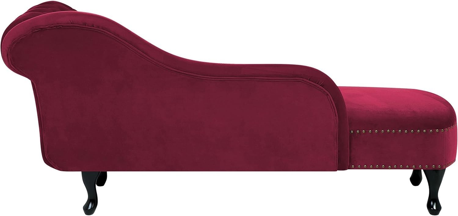 Velvet Chesterfield Chaise Lounge Right Hand Sofa Tufted Burgundy Seat