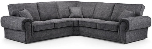 5-Seater Grey Fabric Corner Sofa | 265x265cm L-Shape | Deep Seat Comfort