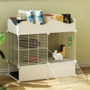 Small 2 Tier Rabbit Cage Indoor Hutch with Storage Ramp Sliding Trays