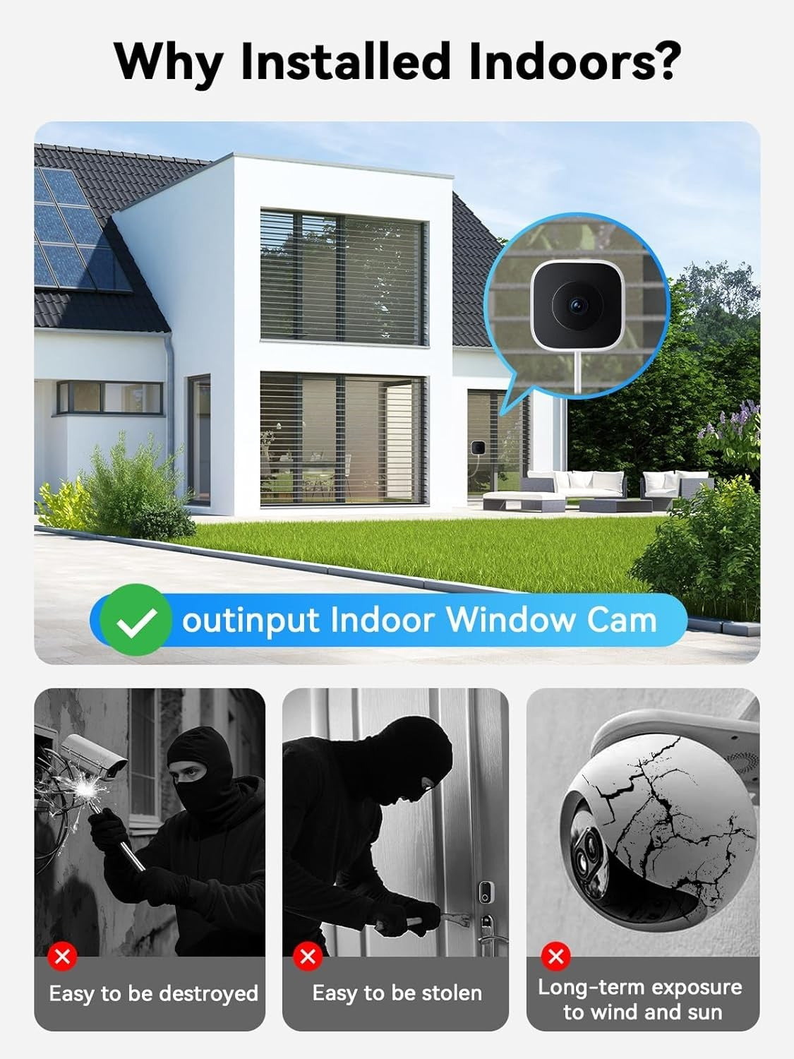 2K 3MP Window Security Camera WiFi AI Night Vision Motion Detection