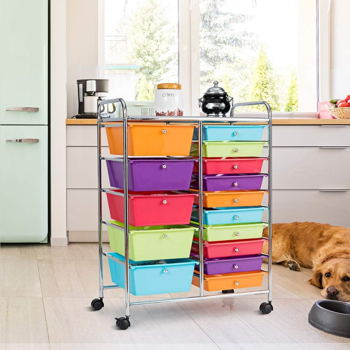 Rainbow 15 Drawer Rolling Storage Cart Craft Beauty Utility Organizer