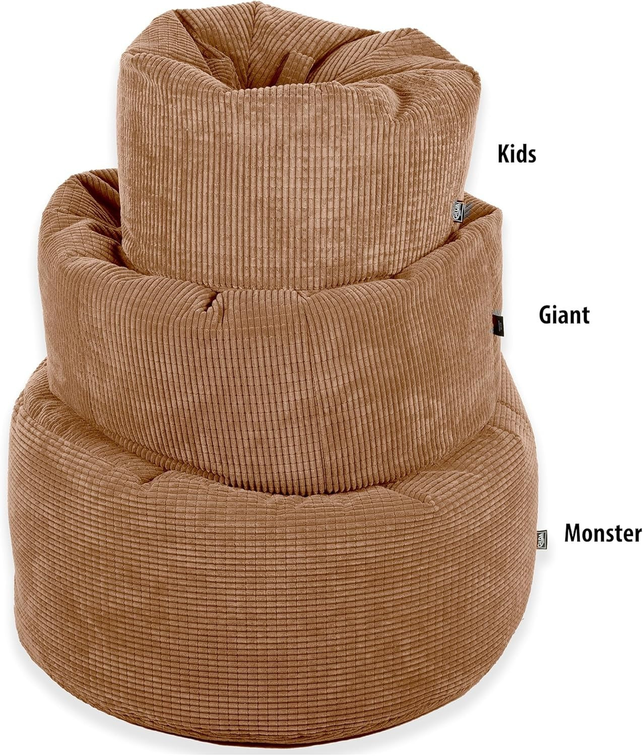 XL Corduroy Bean Bag Chair Mocha Giant Seat Soft Lounge for Adults Kids
