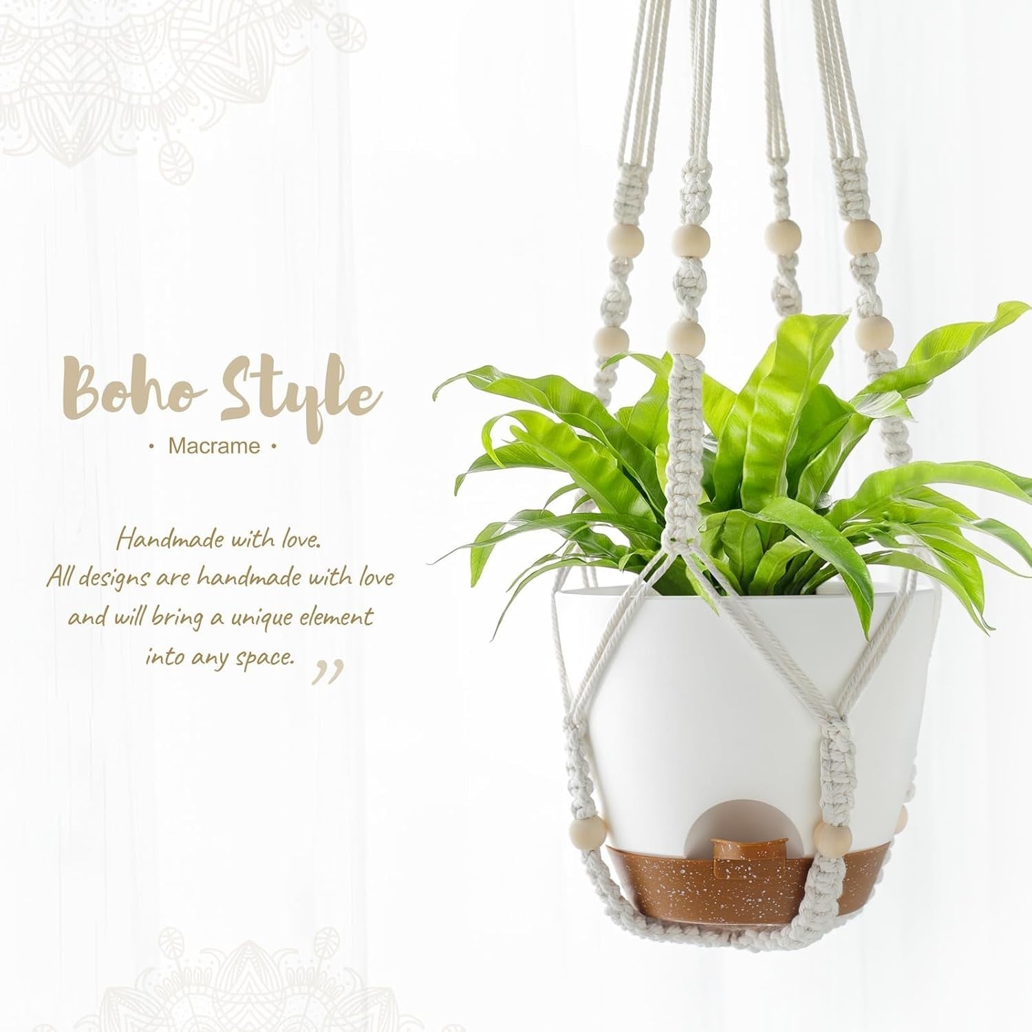 Macrame Hanging Planters Set of 3 Self-Watering Boho Indoor Decor