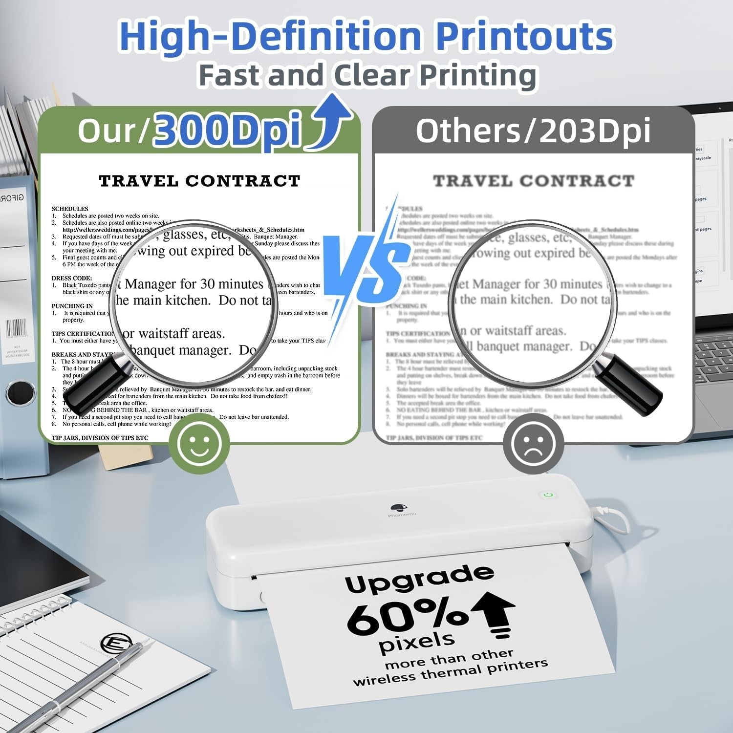 Portable A4 Thermal Printer Bluetooth Inkless Mobile Phone Laptop