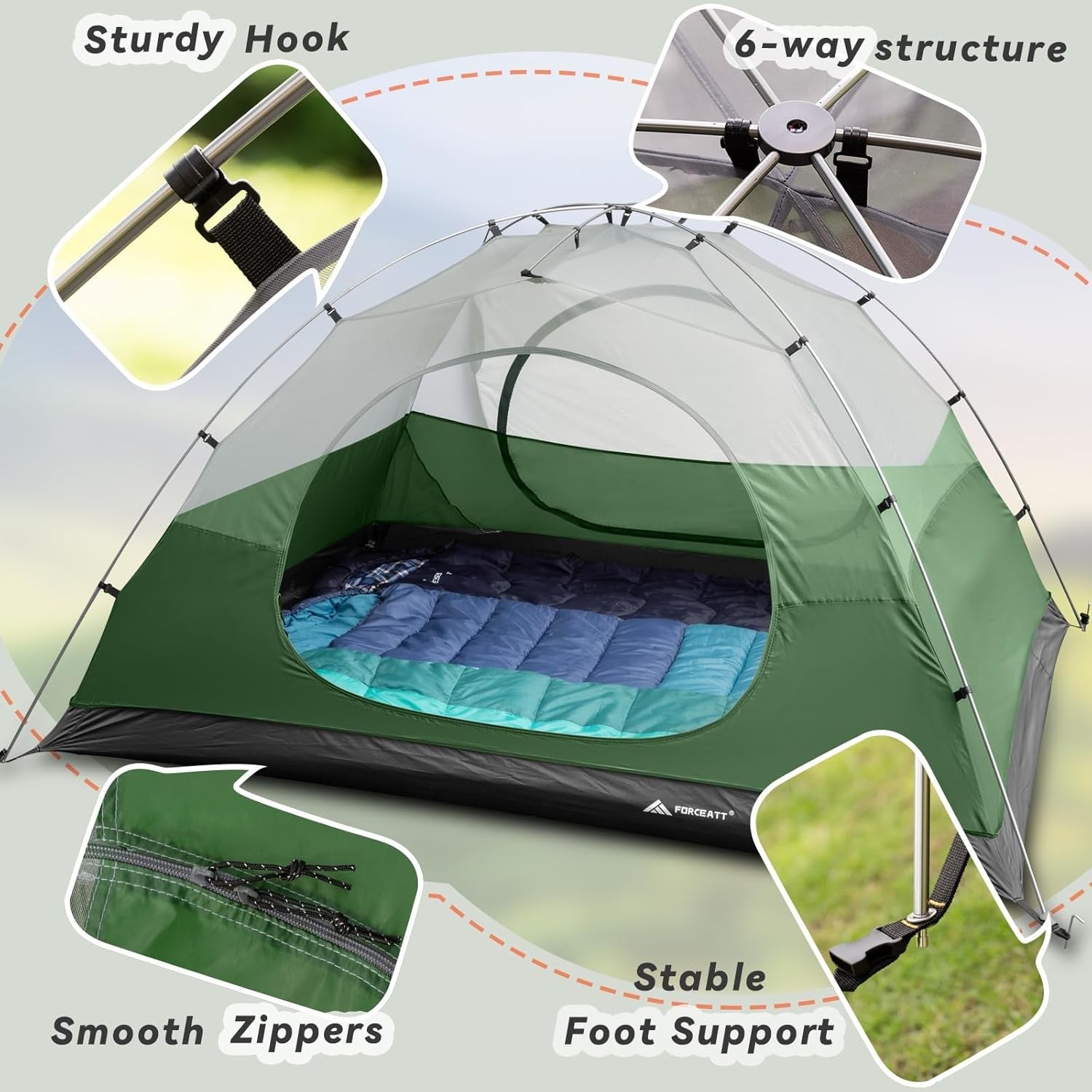 3 Man Dome Camping Tent PU3000mm Waterproof Lightweight