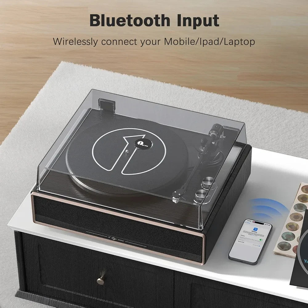 All-in-One Vinyl Record Player HiFi Turntable with Built-in Speakers 2-Speed