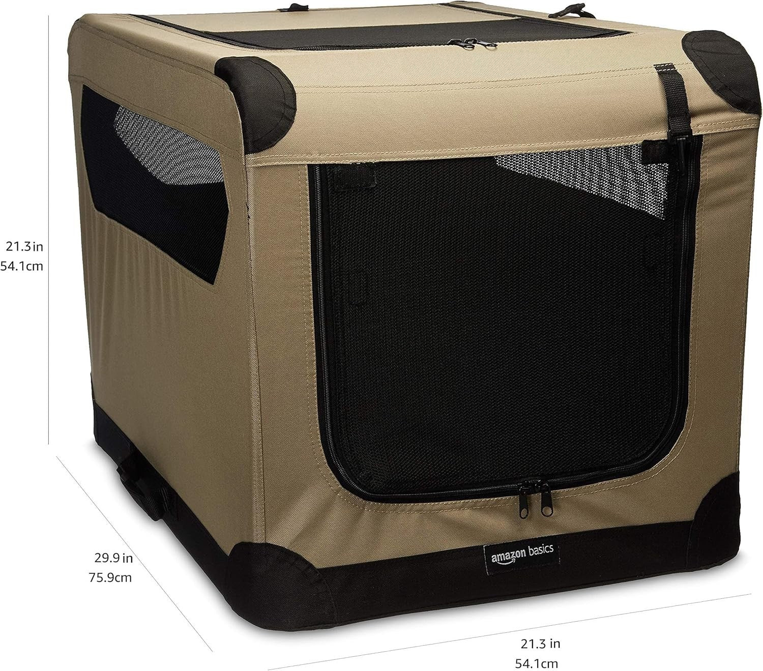 Medium Portable Soft Folding Dog Crate Travel Kennel Cage 76x54x54cm Tan