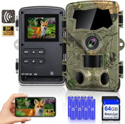5K Trail Camera 64MP WiFi Night Vision Wildlife Camera Motion Sensor