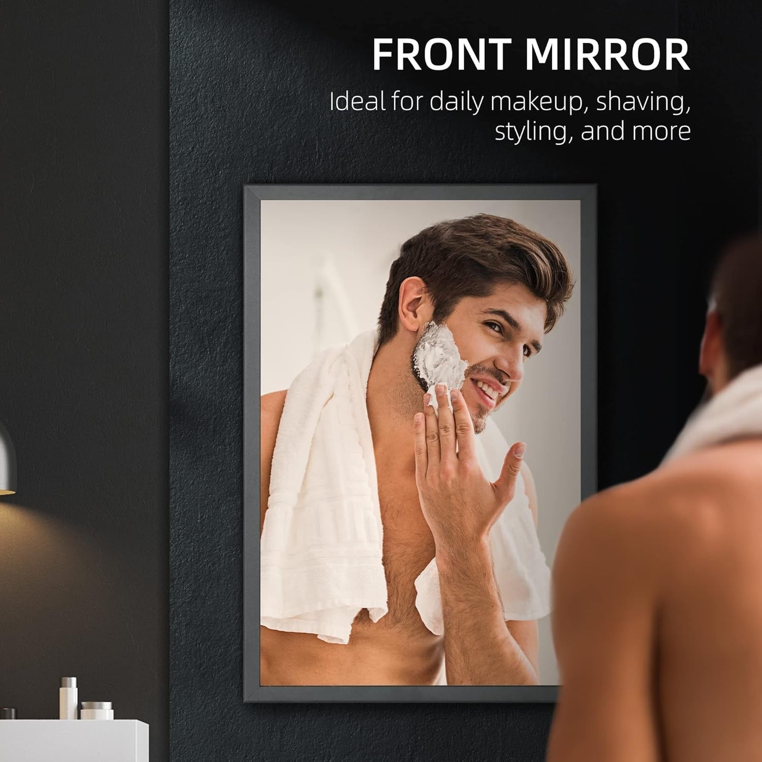 Wall Mounted Bathroom Mirror Cabinet with Storage Shelves, 60cm Black