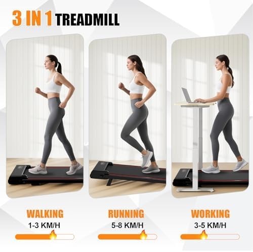 Compact Foldable Walking Treadmill 7% Incline 2.5HP LED Home Gym