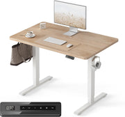 Electric Standing Desk 100x60cm Oak Top Adjustable Height Table for Office