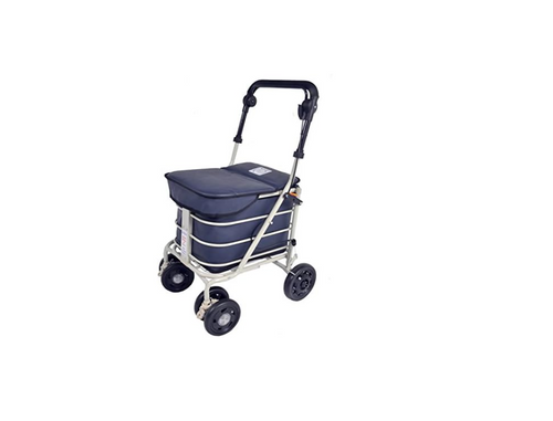 3 In 1 Shopping Trolley With Seat 4 Wheel Rollator Cart Navy