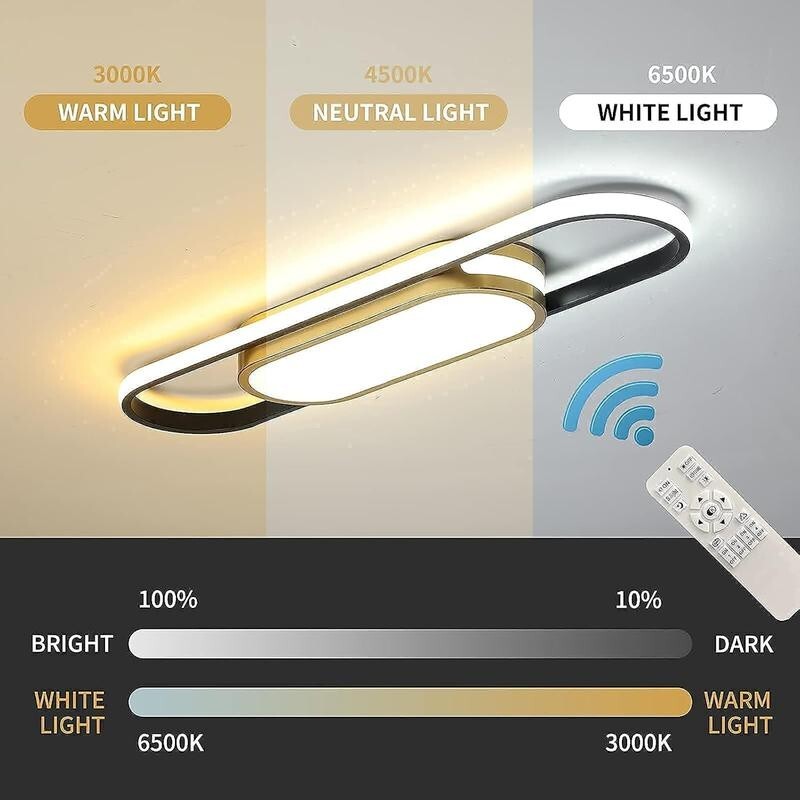 Modern LED Ceiling Light 40W Dimmable Remote 3000K-6500K Flush Mount