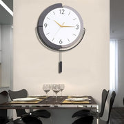 Modern Grey 19×14in Silent Pendulum Wall Clock Large Home Decor Battery Operated