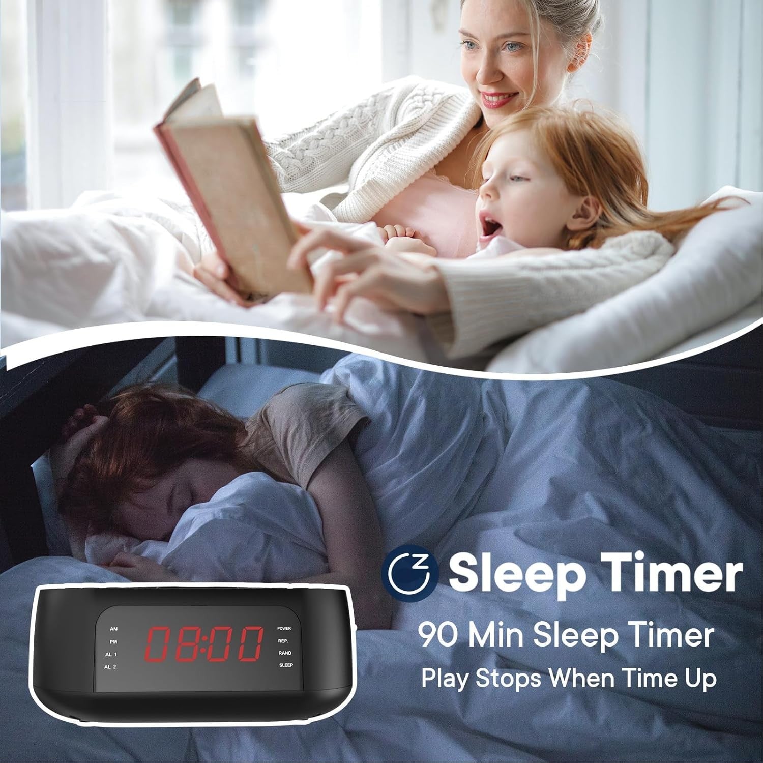 CD Player Alarm Clock MP3 USB Remote Dual Alarm Sleep Timer Bedroom