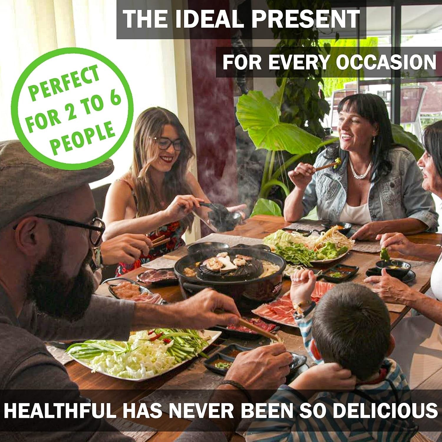 Electric Thai Hot Pot Grill 2-in-1 BBQ & Soup Cooker Non-Stick Removable Plate