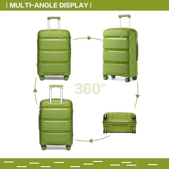 24 Inch Hard Shell Suitcase Lightweight PP 4 Spinner Wheels TSA Lock