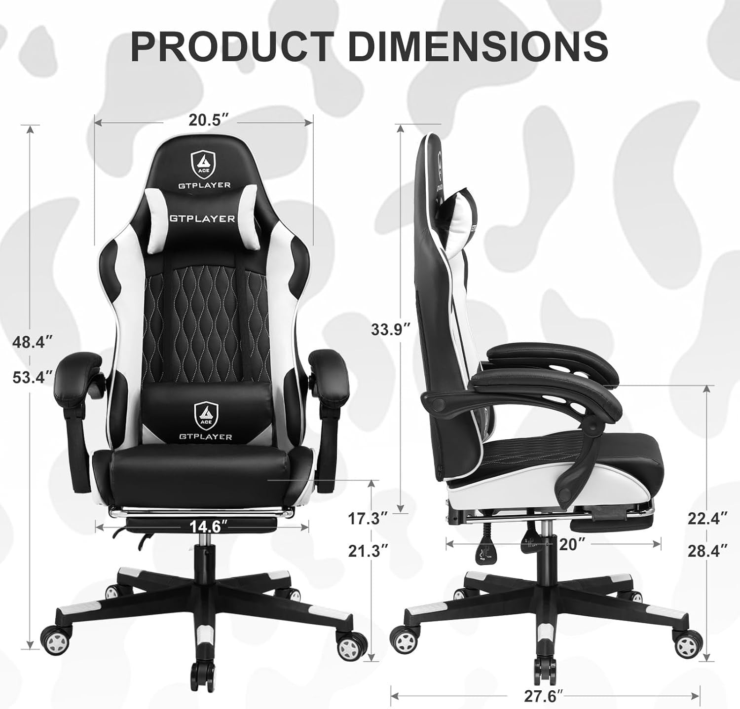 Ergonomic Gaming Chair with Footrest Lumbar Support White