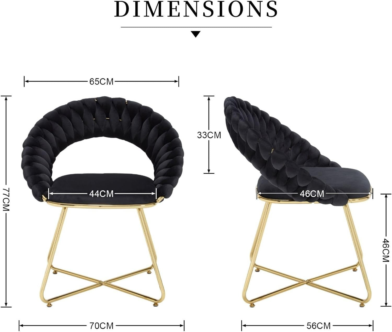 Black Velvet Tub Chairs Set of 2 – Modern Accent Chairs with Gold Metal Legs