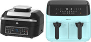 Aqua Dual Air Fryer Set 9L Double Drawer + 6.3L Grill Temp Probe 60m