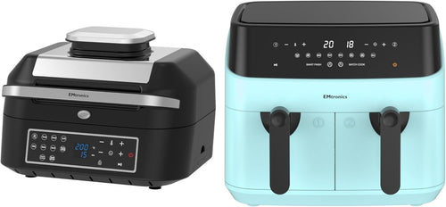Aqua Dual Air Fryer Set 9L Double Drawer + 6.3L Grill Temp Probe 60m