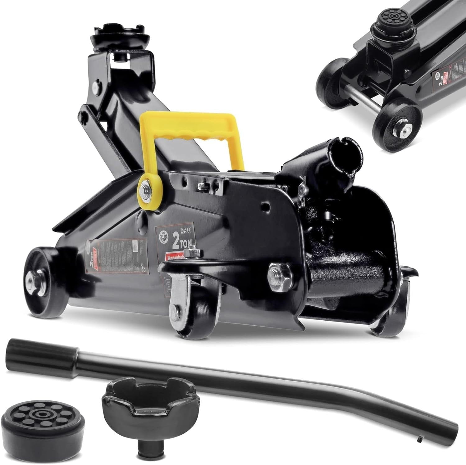2 Ton Hydraulic Trolley Jack 135–330mm w/ Case Rubber Pad Heavy Duty Black
