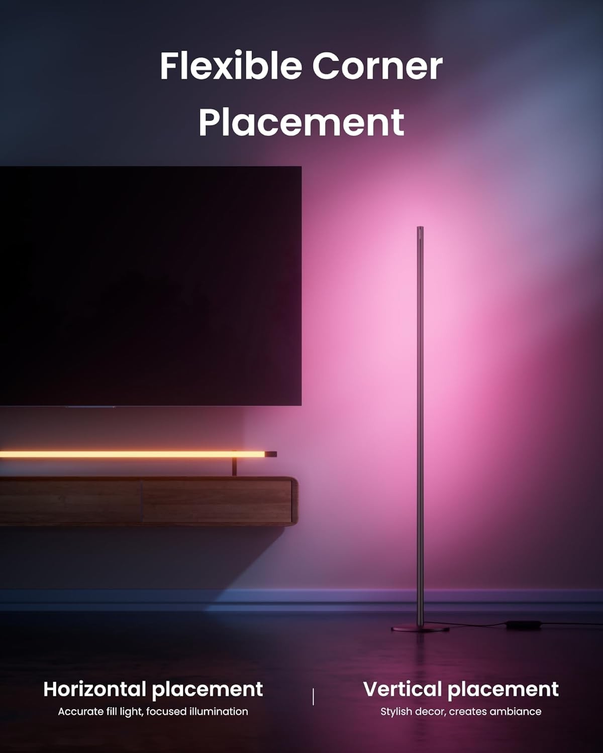 Smart LED Corner Floor Lamp RGB Colour App Voice Control Music Sync Light