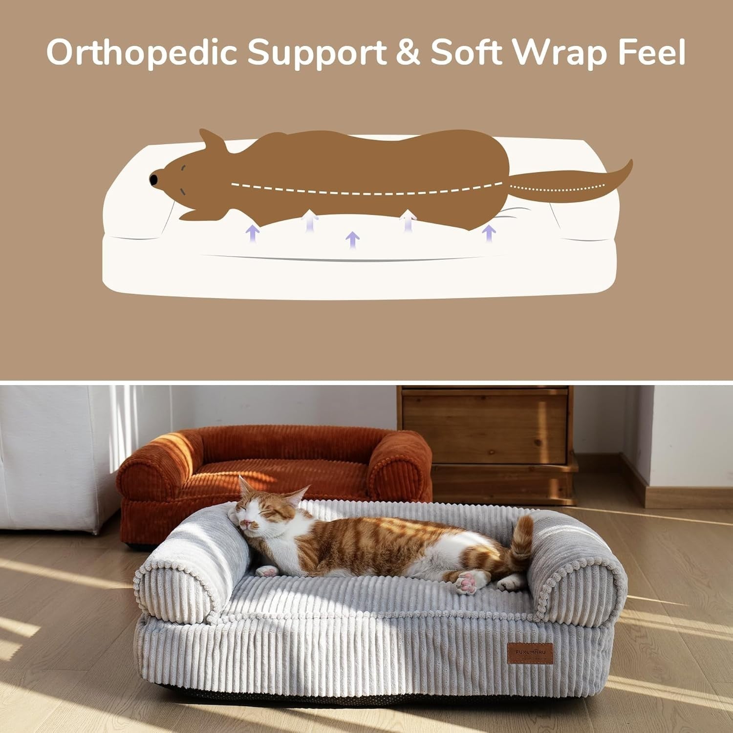 Corduroy Dog Cat Couch Bed Washable Waterproof Pet Sofa Medium