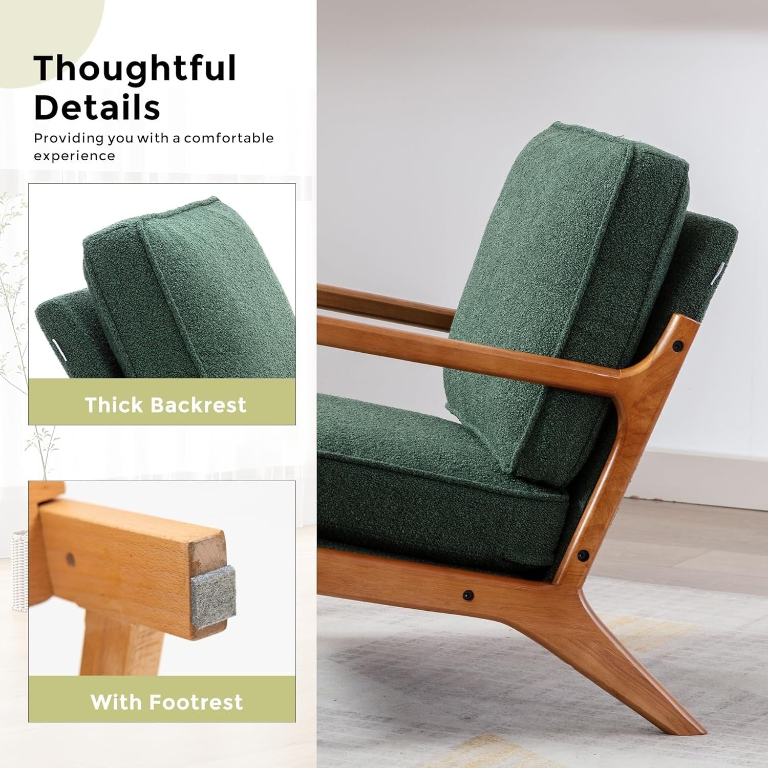 Kids Armchair with Footstool PVC Leather Sofa Chair Toddler Seat Emerald