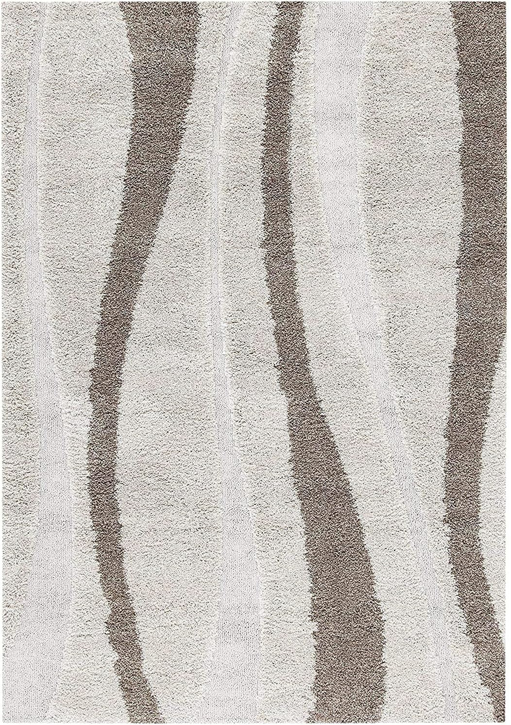 Neutral Handmade Shaggy Area Rug 120x170cm Thick Pile Soft Anti-Slip Carpet