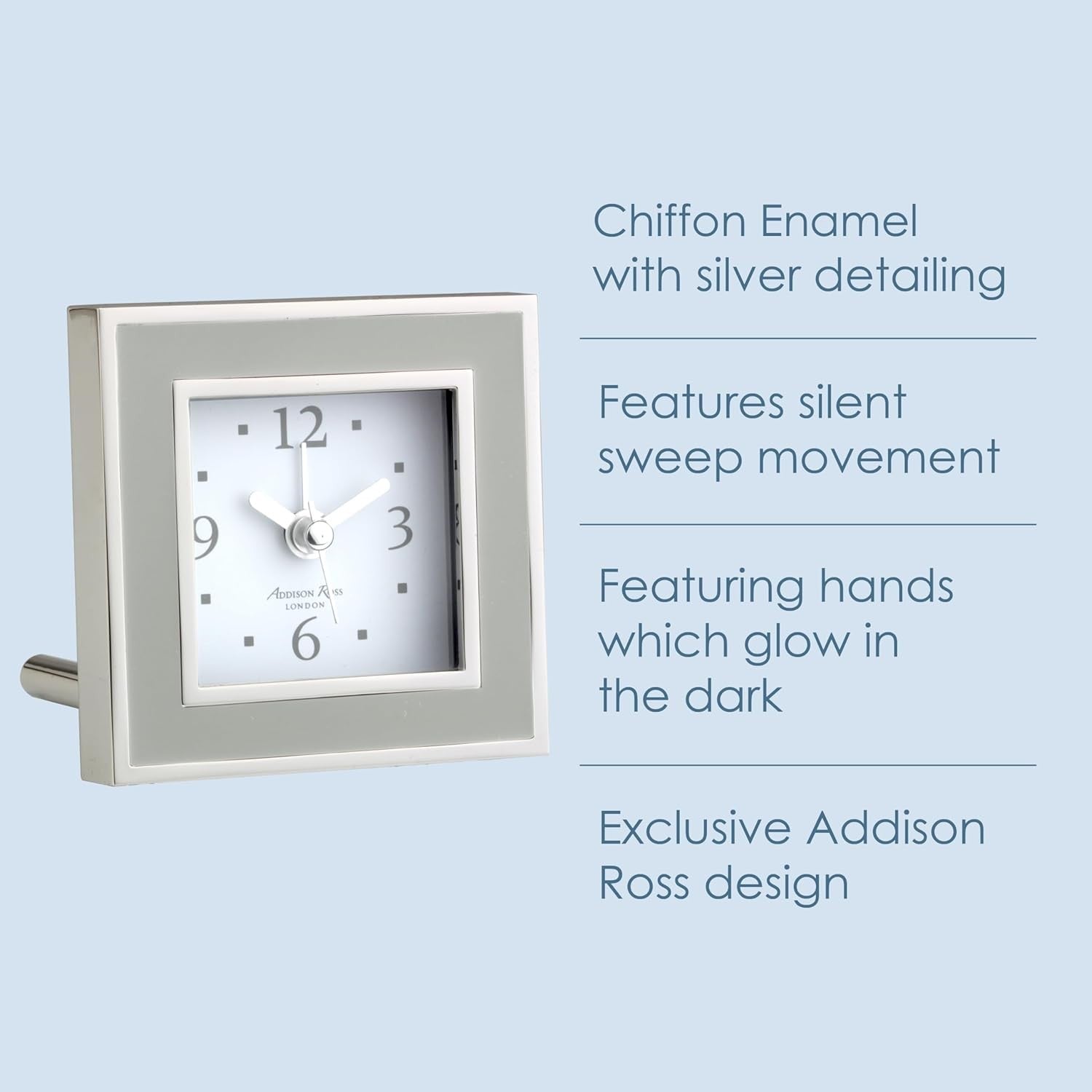 Silent Sweep Square Bedside Alarm Clock Compact Luxury Clock