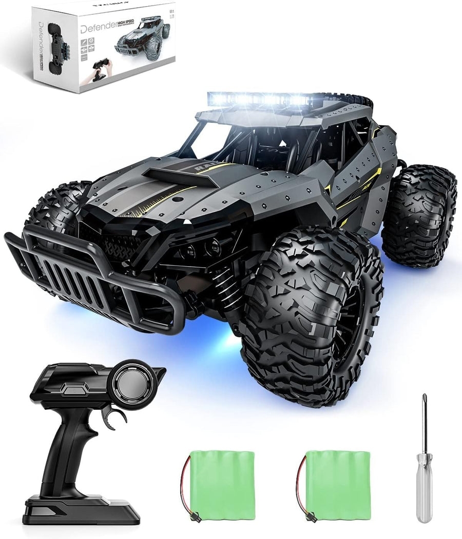 1:16 RC Monster Truck for Kids & Adults, 20km/h 4WD Off-Road Car w/ LED