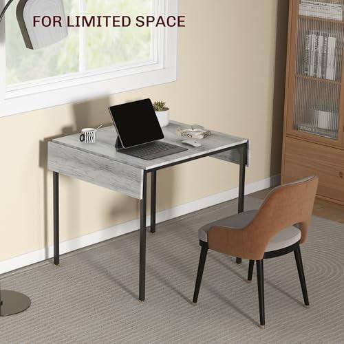 Foldable Extendable Dining Table Grey Drop Leaf Kitchen Table 2-4 Seats
